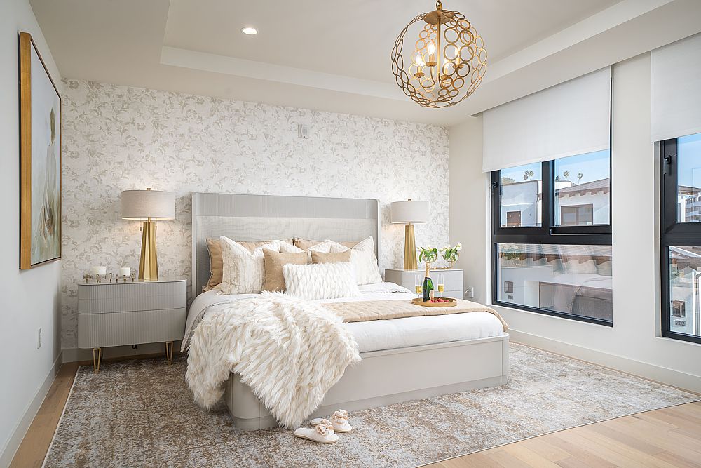 A contemporary design turned this townhome primary into the luxury bedroom the client wanted.