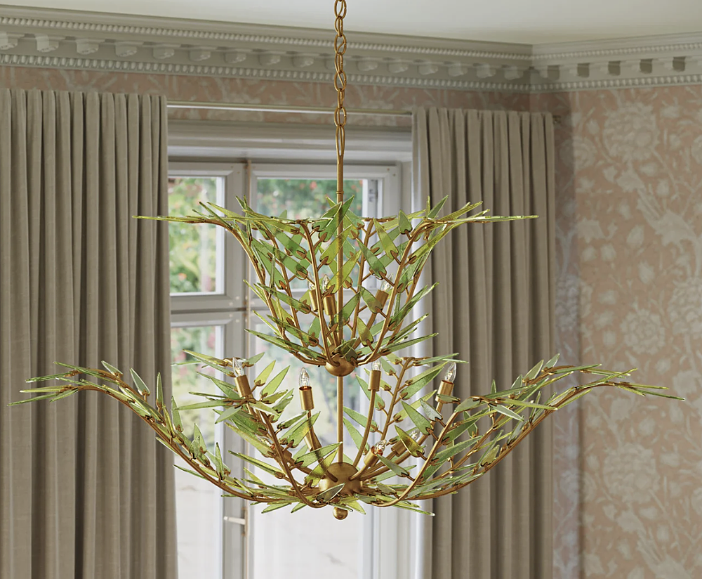 Beautiful green crystal chandelier.