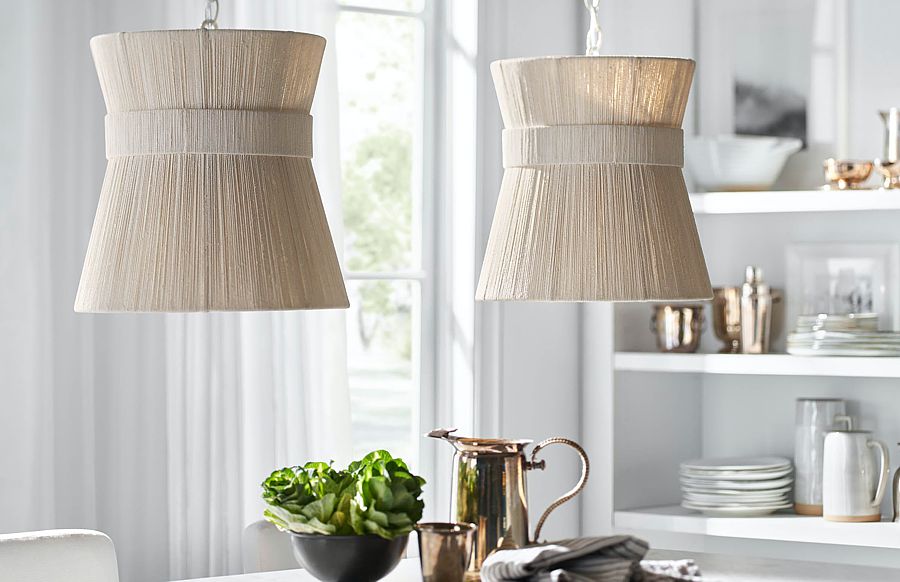 String is used on these modern pendant lights giving a soothing effect.