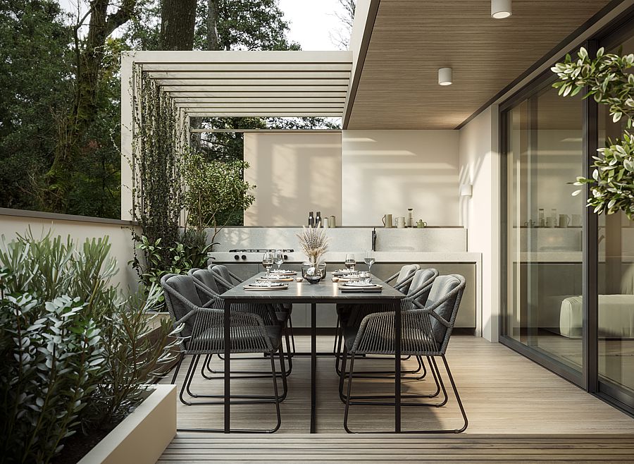 A contemporary outdoor living space.